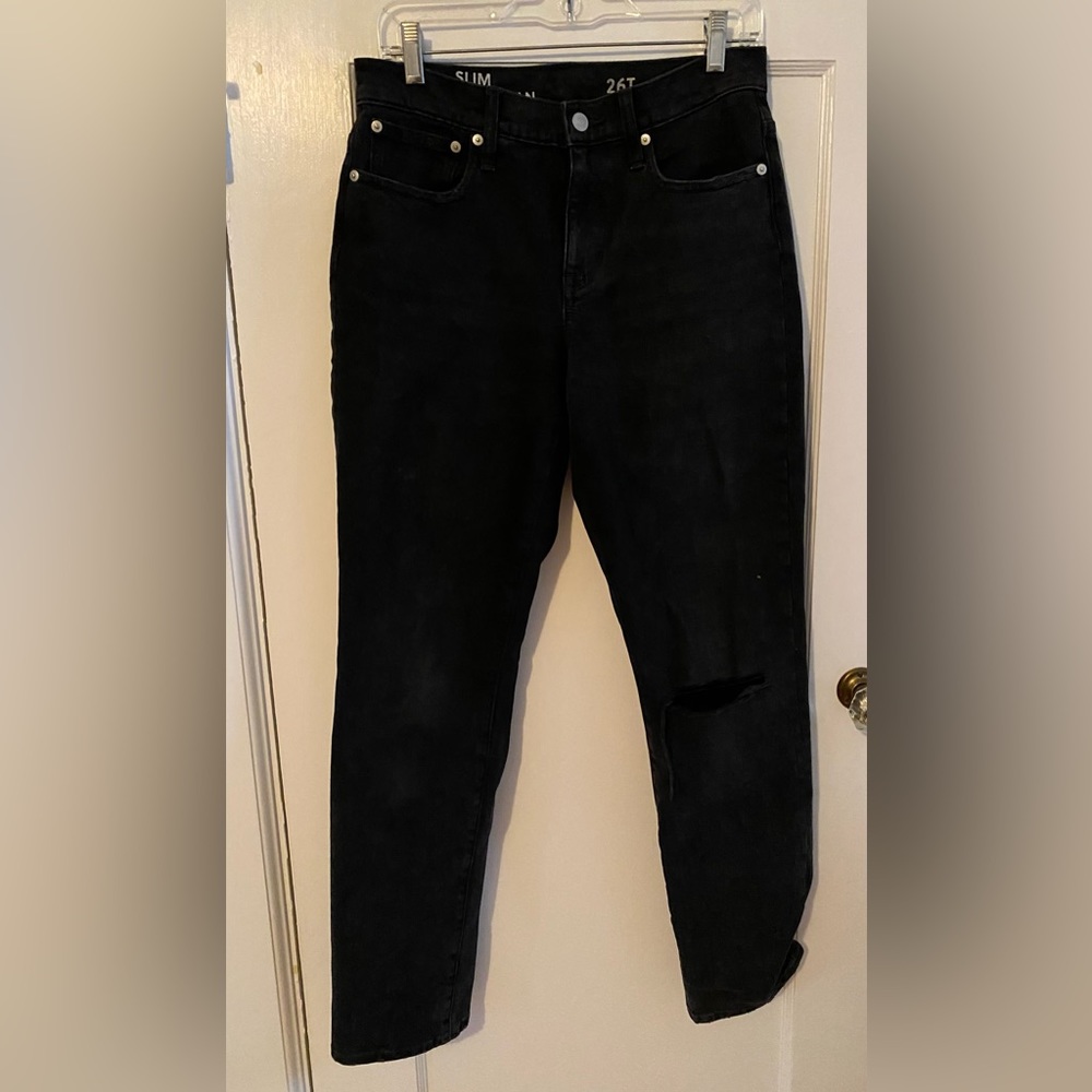 J. Crew 26Tall Black Straight Leg Boyfriend Jean - Picture 1 of 8